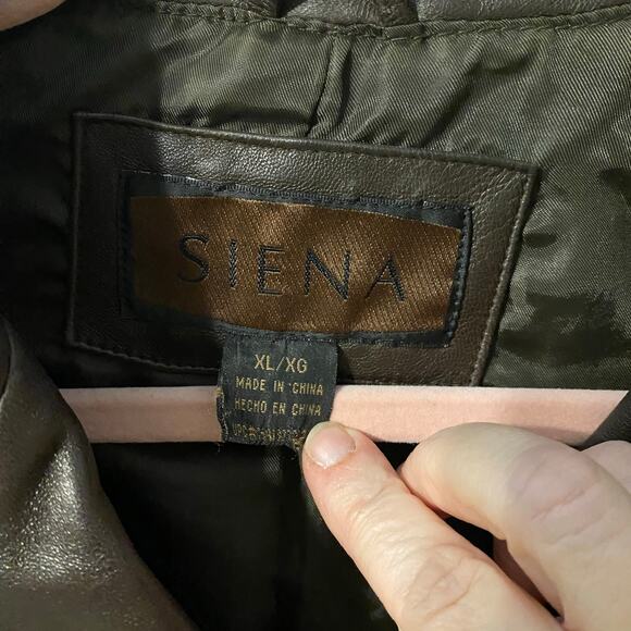 Siena Genuine Leather Jacket Chocolate Brown XL Button Front Mid-Length Coat - Picture 5 of 11